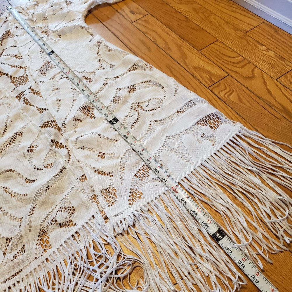 Jiujin White Lace & Fringe Bathing Suit Cover - Picture 9 of 12